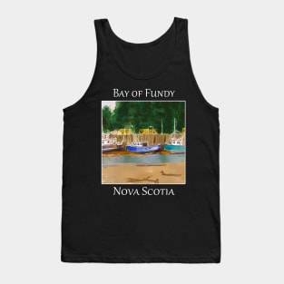 Boats grounded during low tide at the Bay of Fundy in Nova Scotia, Canada Tank Top